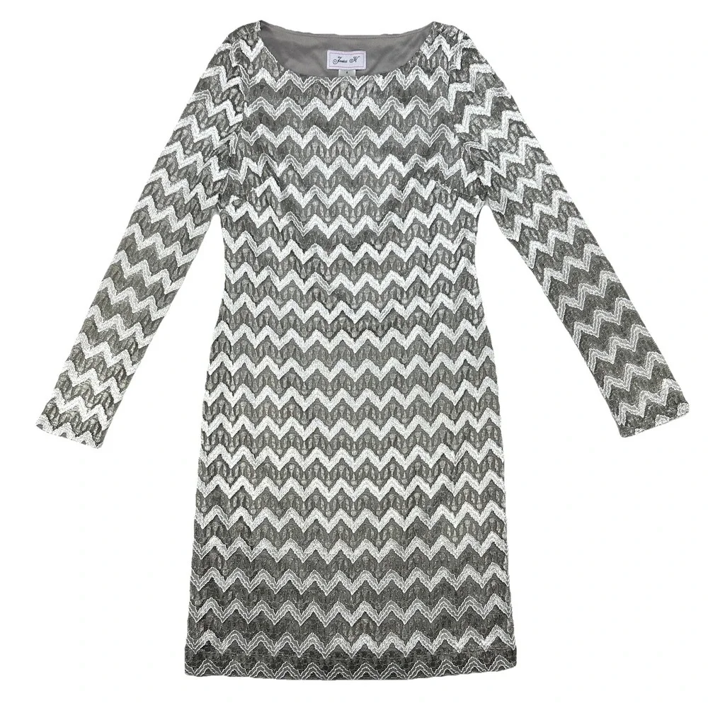 grey and white chevron dress Hailey Blue White Chevron Print Puff Sleeve Midi Dress